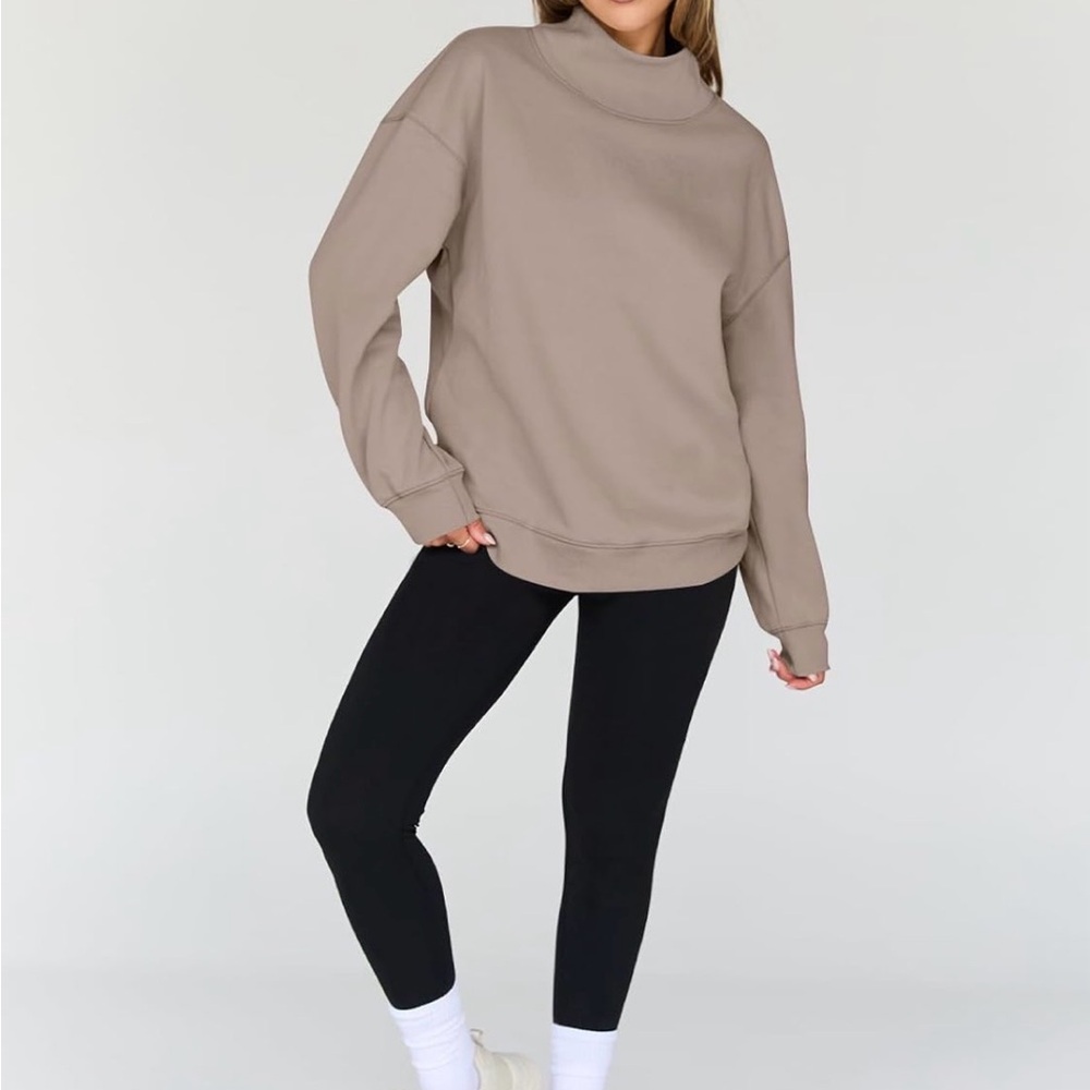 Cozy Cowl Neck Sweatshirt - Coffee Gray/Taupe - Picture 3 of 4